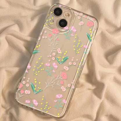 Clear Phone Cases Fundas Flower Soft Back Cover For iPhone