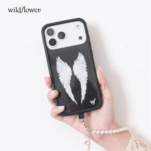 Fashion Wildflower Pink Black Angel Wings Baby Phone Case For iPhone