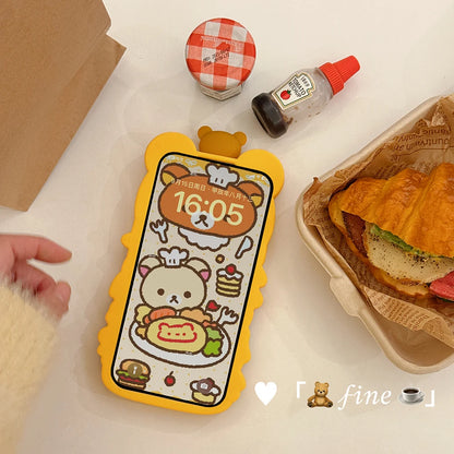 Cute 3D Cartoon Rilakkuma Hamburger Soft Silicone Case Shockproof Cover For iPhone