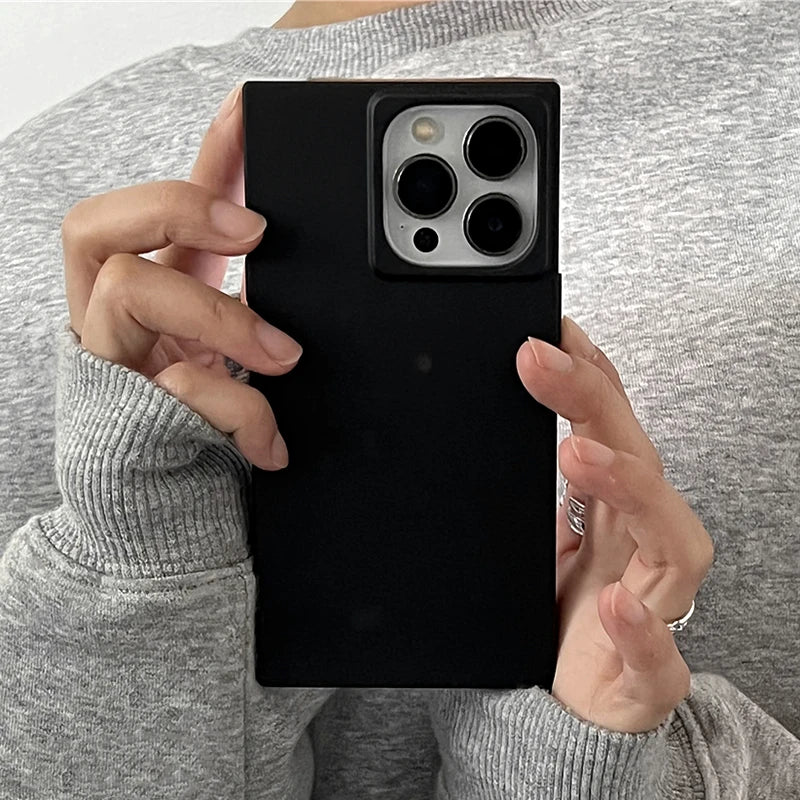 Simple Fashion Matte Black Rectangle Frame Phone Case