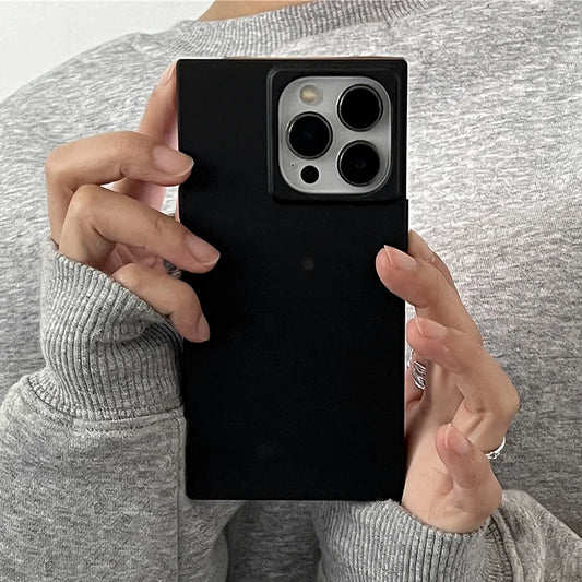 Simple Fashion Matte Black Rectangle Frame Phone Case