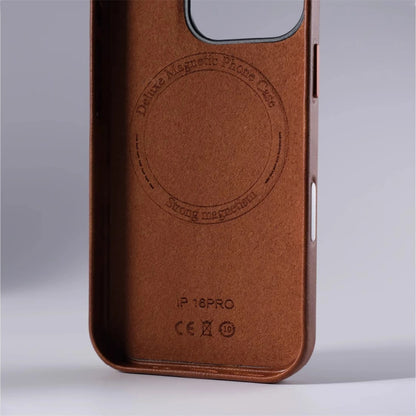 Luxury Retro Leather MagSafe iPhone Case with Magnetic Alloy Lens Cover