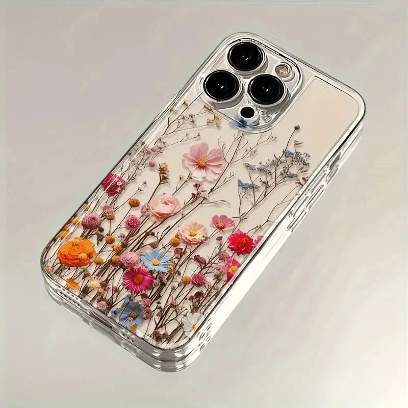 Transparent Flower Floral Phone Case For iPhone