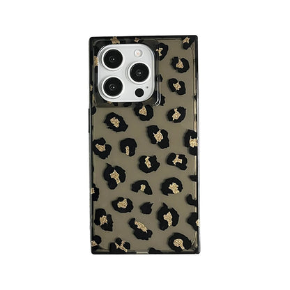 Fashion Black Glitter Leopard Pattern Phone Case