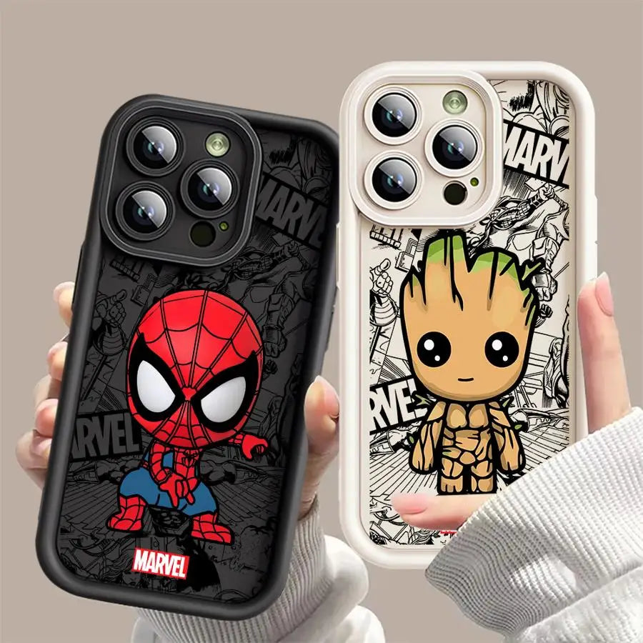 Soft Cover Phone Case For iPhone Marvels Groot Spiderman