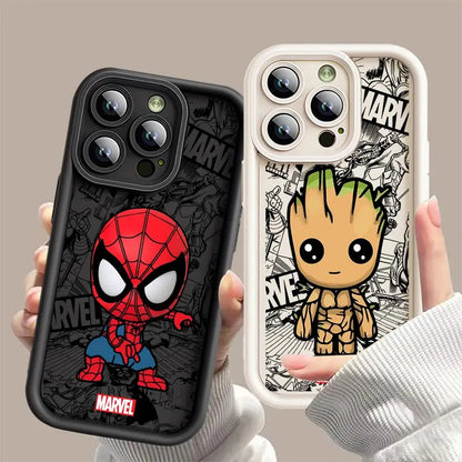 Soft Cover Phone Case For iPhone Marvels Groot Spiderman