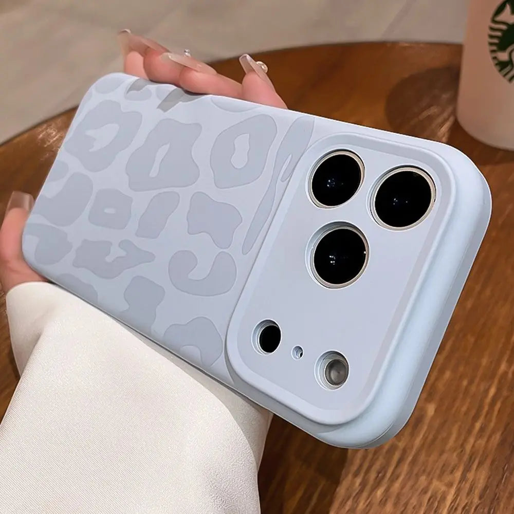 Leopard Liquid Silicone Camera Lens Protective Phone Case For iPhone