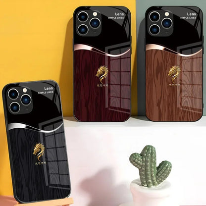 Luxury Grain Golden Dragon Led Light Phone Case Call Flash Glitter Cover For iPhone