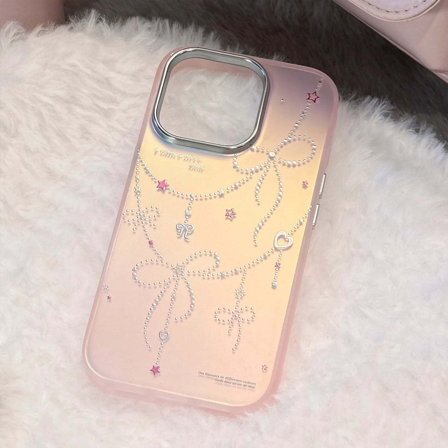 Korean Cartoon Gilding Stars Bowknot Laser Phone Case For iPhone