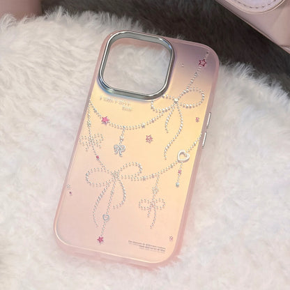 Korean Cartoon Gilding Stars Bowknot Laser Phone Case For iPhone