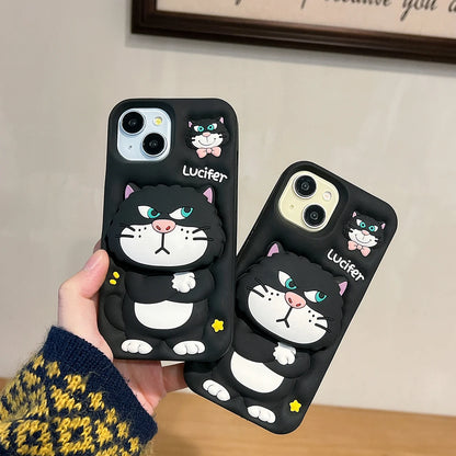 Cute 3D Cartoon Lucifer Cat Phone Case