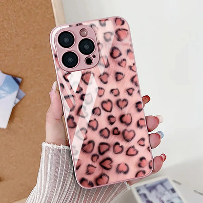 Elegant Marble Pattern iPhone Case With Tempered Glass Cover