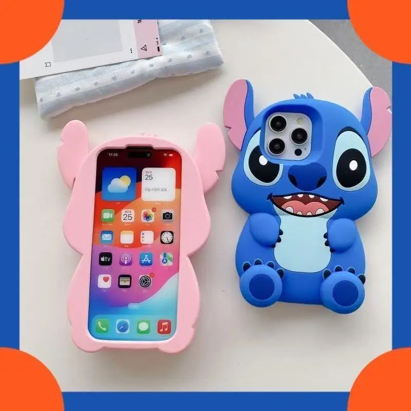 Disney Cute 3D Cartoon Big Ears Stitch Silicone Phone Case Suitable For iPhone