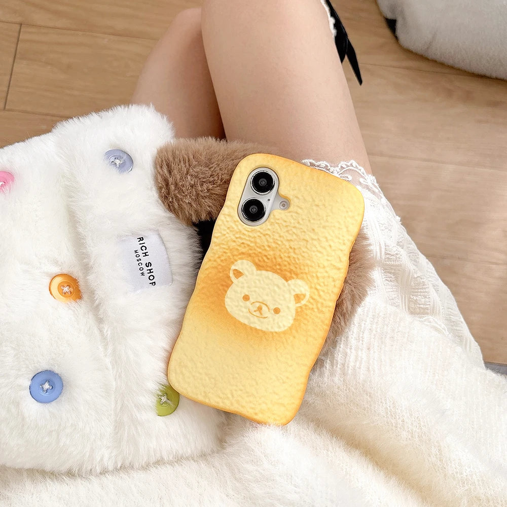 Kawaii Bread Rilakkuma Bear Soft Silicone Cover Phone Case For iPhone