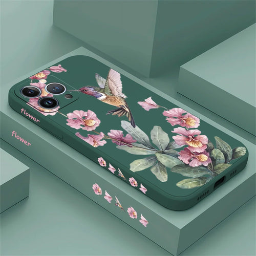 Painted Flowers Birds Phone Case For iPhone