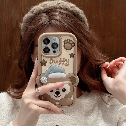 Korean Cartoon Bear Phone Case For iPhone