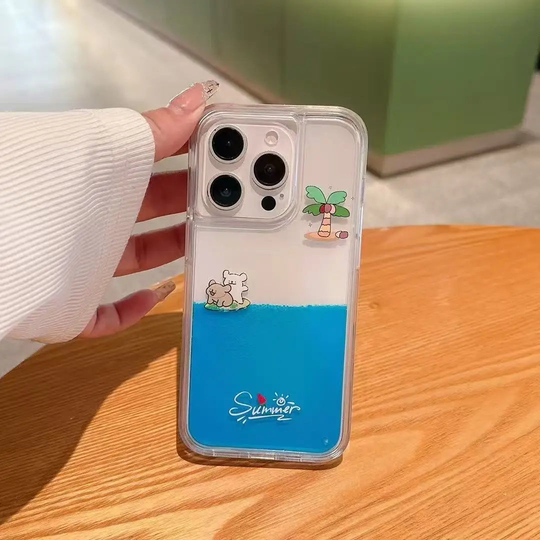 Green Leaf Slider Line Dog Sand Flow Phone Case