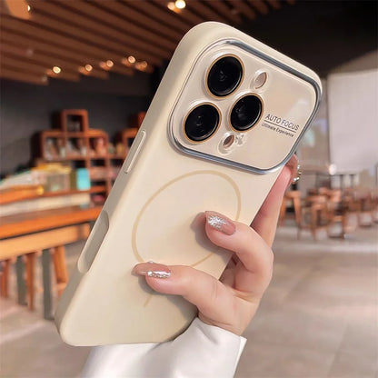 Advanced Liquid Phone Case For iPhone Magnetic Charging Glass Lens Protective Cover Silicone Couple Set