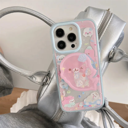 Cute Dolphin Shaking Bracket Magnetic Phone Case For iPhone