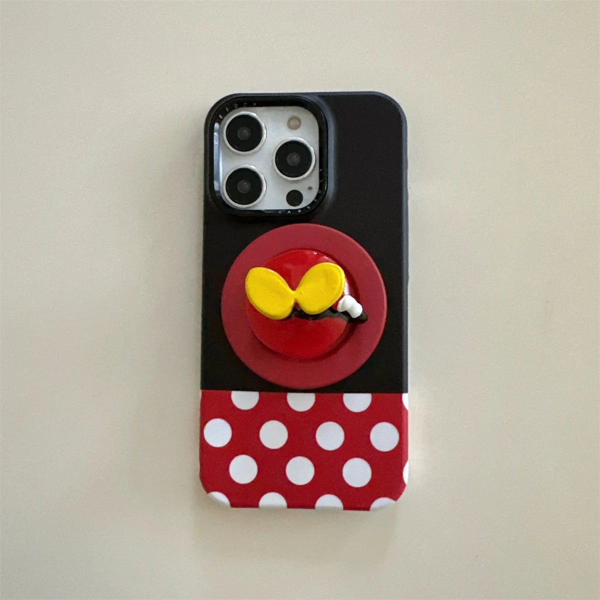 New Cartoon Mickey and Minnie Bottom Stand Phone Case For iPhone
