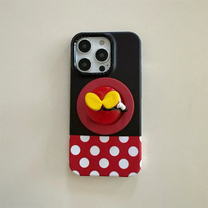 New Cartoon Mickey and Minnie Bottom Stand Phone Case For iPhone