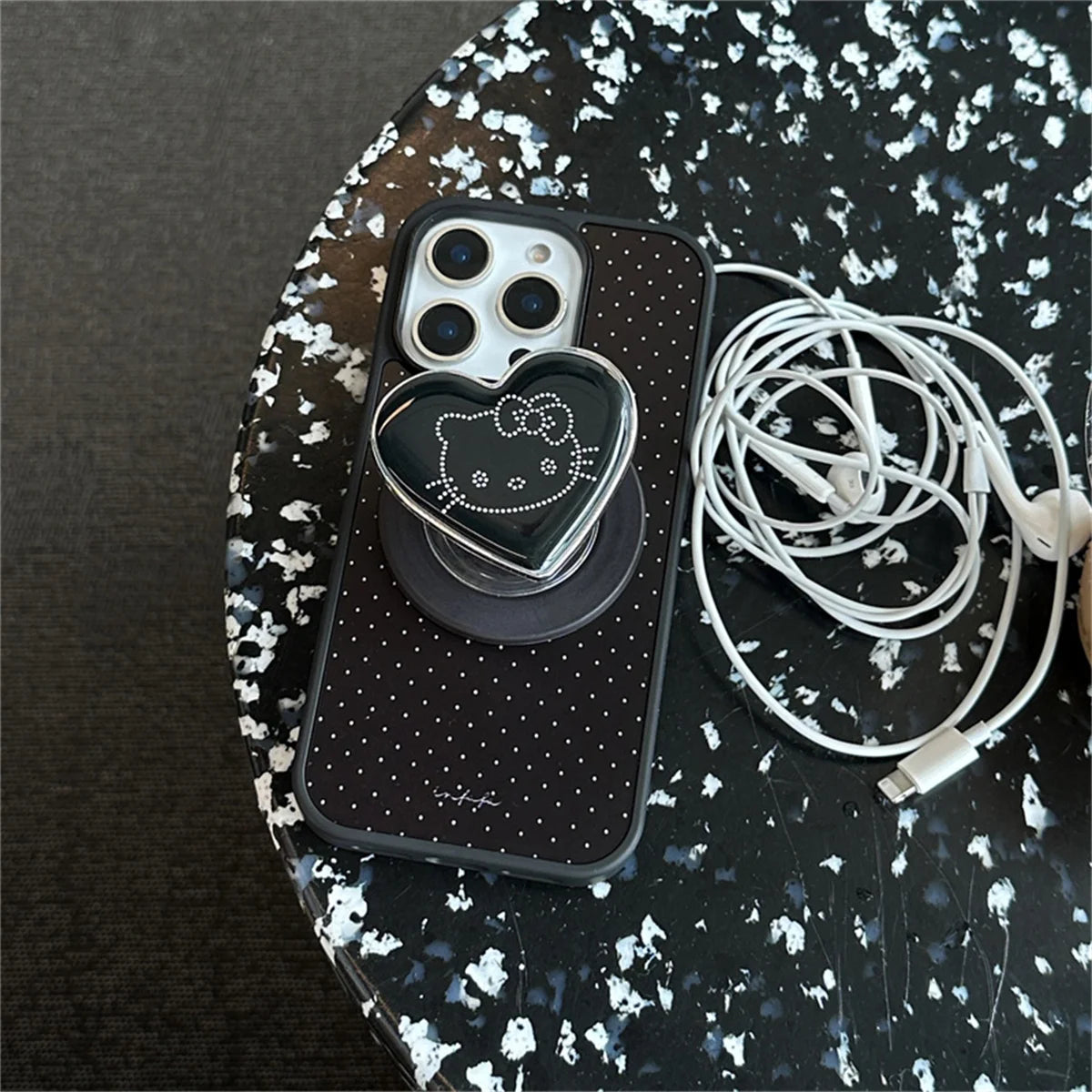 Simple Black Polka Dot Magnetic Phone Case For iPhone