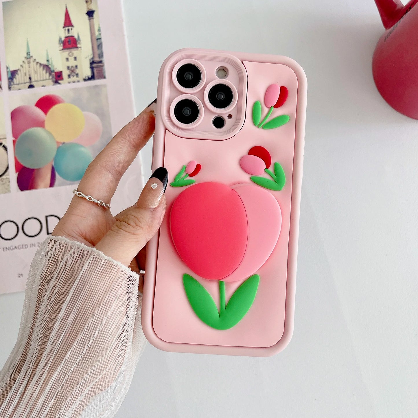 Cartoon Flower Tulip Soft Silicone Mobile Phone Case