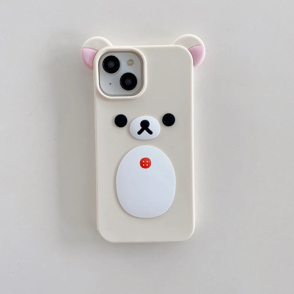 Fashion Cute 3D Cartoon Rilakkuma Bear Soft Silicone Phone Case Back Cover For iPhone