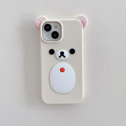 Fashion Cute 3D Cartoon Rilakkuma Bear Soft Silicone Phone Case Back Cover For iPhone