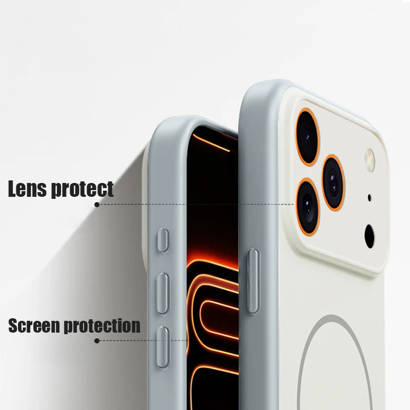 Whale Patterned Magnetic Case For iPhone For Magsafe Wireless Charge Shockproof Lens Protect Phone Cover