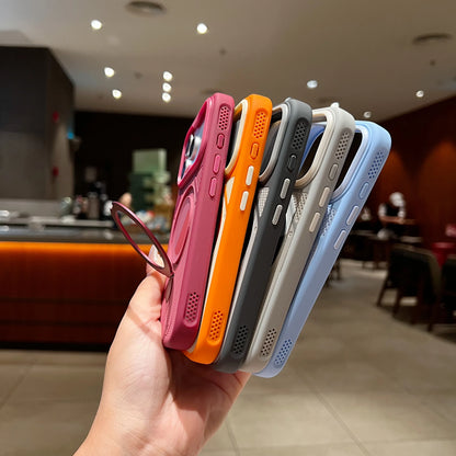 Two- Color Magnetic Kickstand Phone Case For iPhone