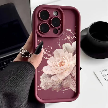 Case For iPhone Beautiful Flower Silicone