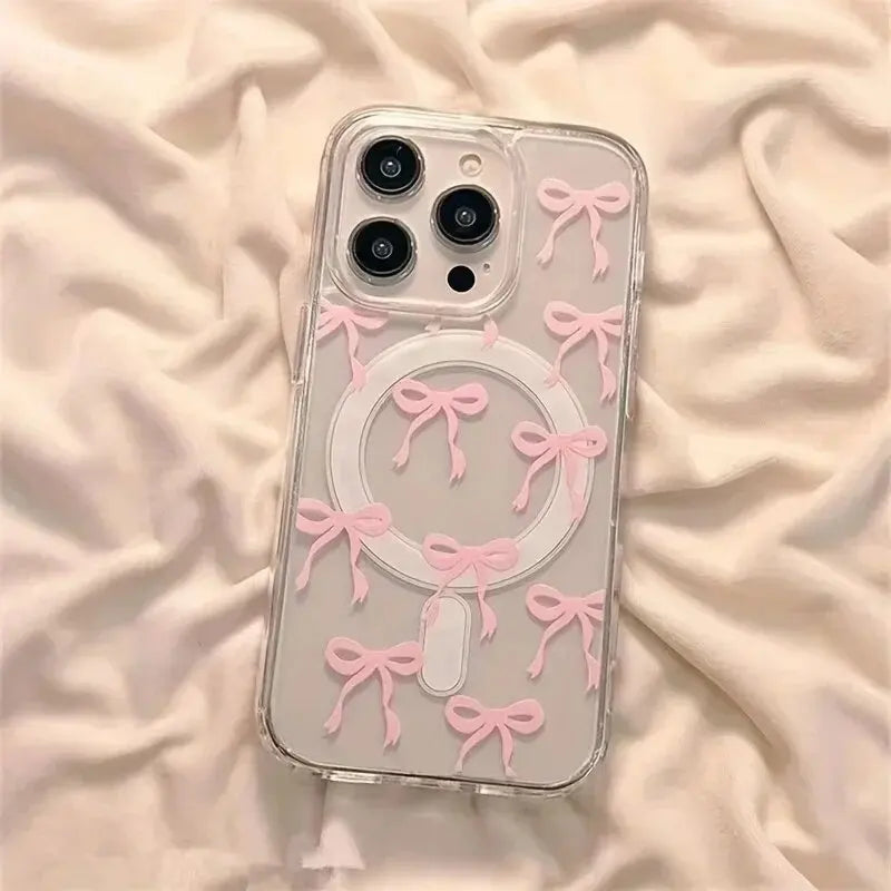 Y2K Pink Bow Flower Phone Case for iPhone