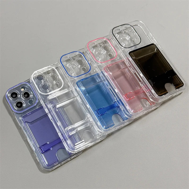 Clear Card Slot Wallet Bag Holder Stand Phone Case