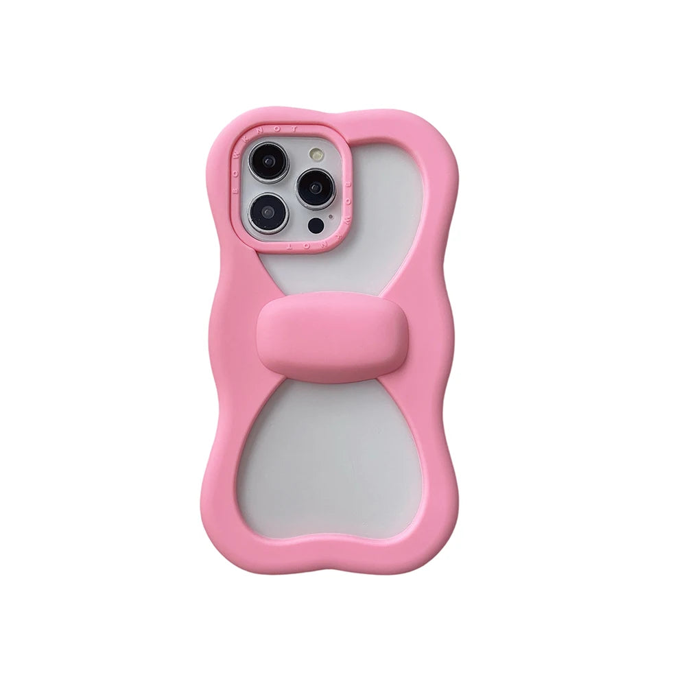 Kawaii 3D Wave Hollow Bow Soft Silicone Phone Case For iPhone
