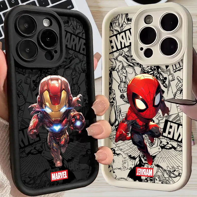 Cute Marvel Ironman Spiderman Silicon Case For Apple iPhone