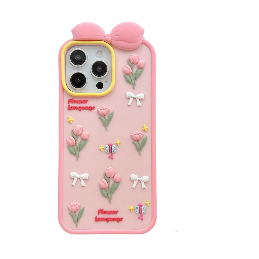 Cute 3D Tulips Lovely Flowers Phone Case