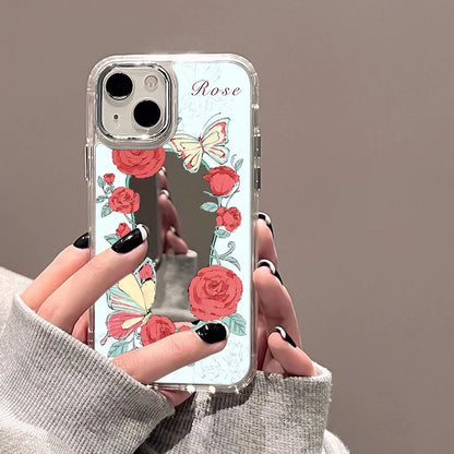 Rose Flower Mirror Phone Case For iPhone