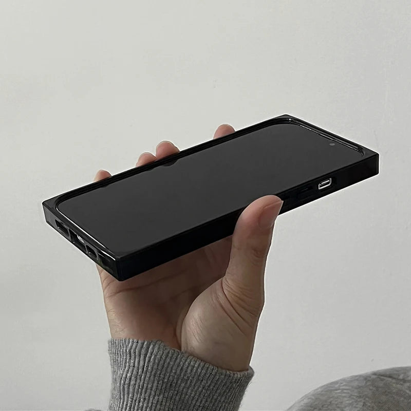 Simple Fashion Matte Black Rectangle Frame Phone Case