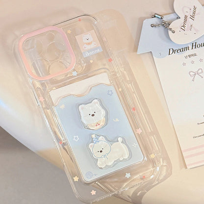 Cartoon Dog Cute Puppy Wallet Card Holder Slot Phone Case