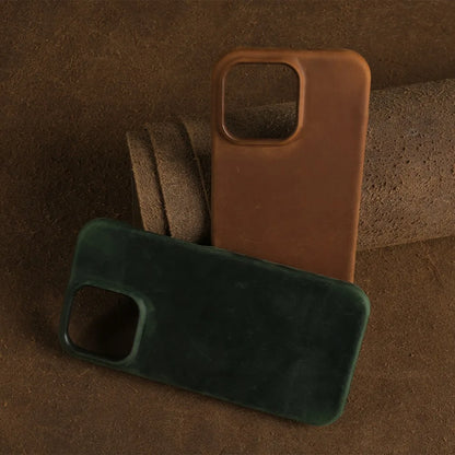 Classic Durable Crazy House Pattern Genuine Leather Phone Case For Iphone