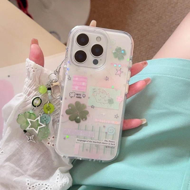 Four-Leaf Clover Pattern IMD Phone Case For IPhone