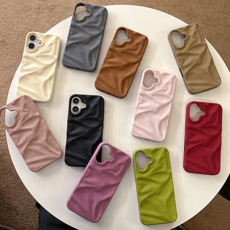 Matte Candy Color Folding Wrinkled Texture Phone Case