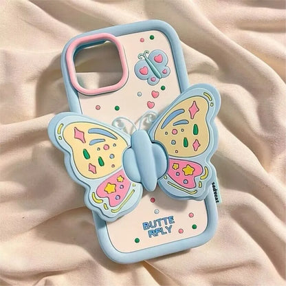3D Butterfly Folding Bracket Phone Case For iPhone