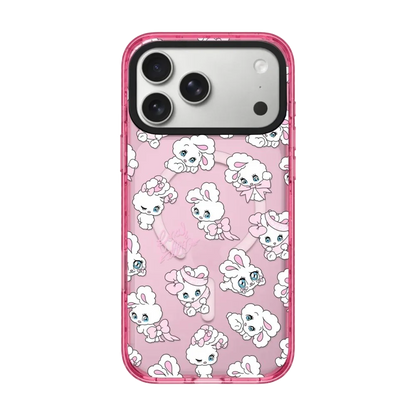 Rabbit Cherry Strawberry iPhone Case With Pink Border
