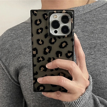 Fashion Black Glitter Leopard Pattern Phone Case