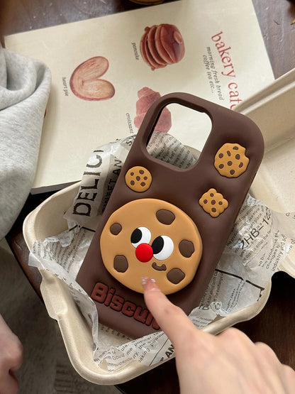Funny Stand Holder Cookies Soft Silicone Case Cover For iPhone