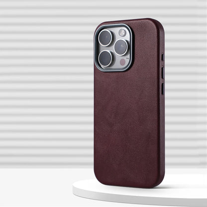 Luxury Retro Leather MagSafe iPhone Case with Magnetic Alloy Lens Cover