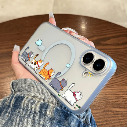 Hanging Cat Cloud Sun Print Magnetic Phone Case For iPhone