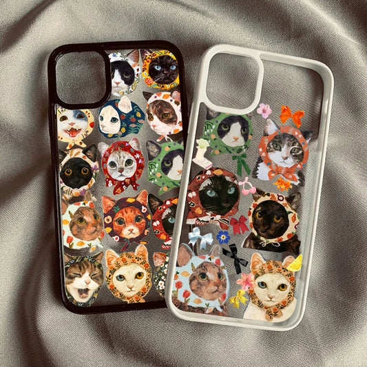 Colorful Cat Design Clear Phone Case